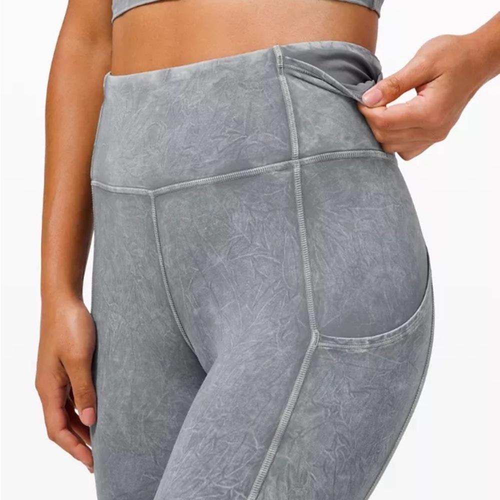 Lululemon Fast & Free High-Rise Leggings 25” Ice Dye Asphalt Grey Size 8 Rare